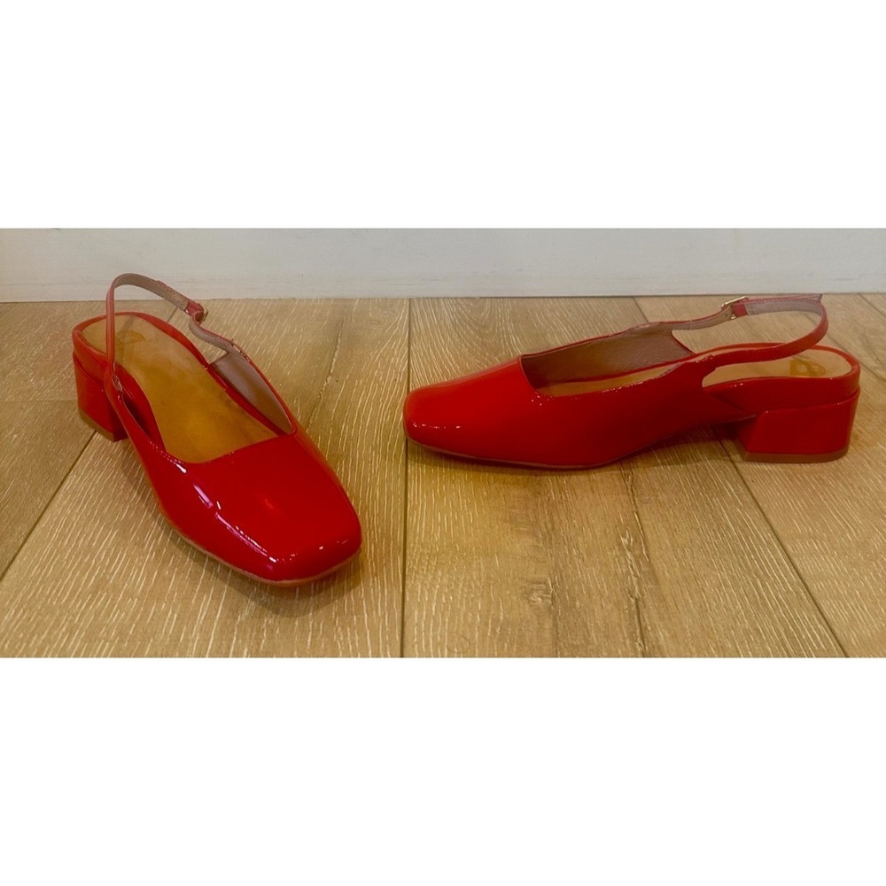 Bared x Pliant Myza Red Patent Leather Plant-Based Heels Eco Sz 9.5/10 $212